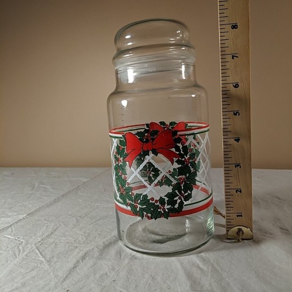 Vintage LSTC 1988 Christmas Wreath Jar, lidded, airtight, cookie container - Picture 9 of 10